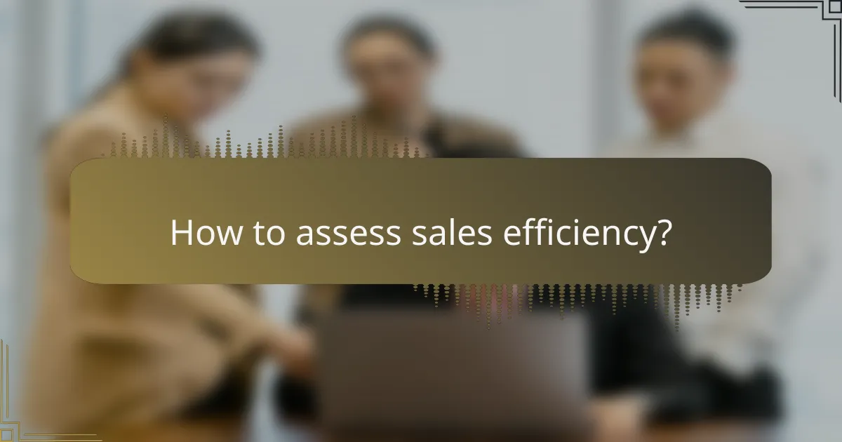 How to assess sales efficiency?