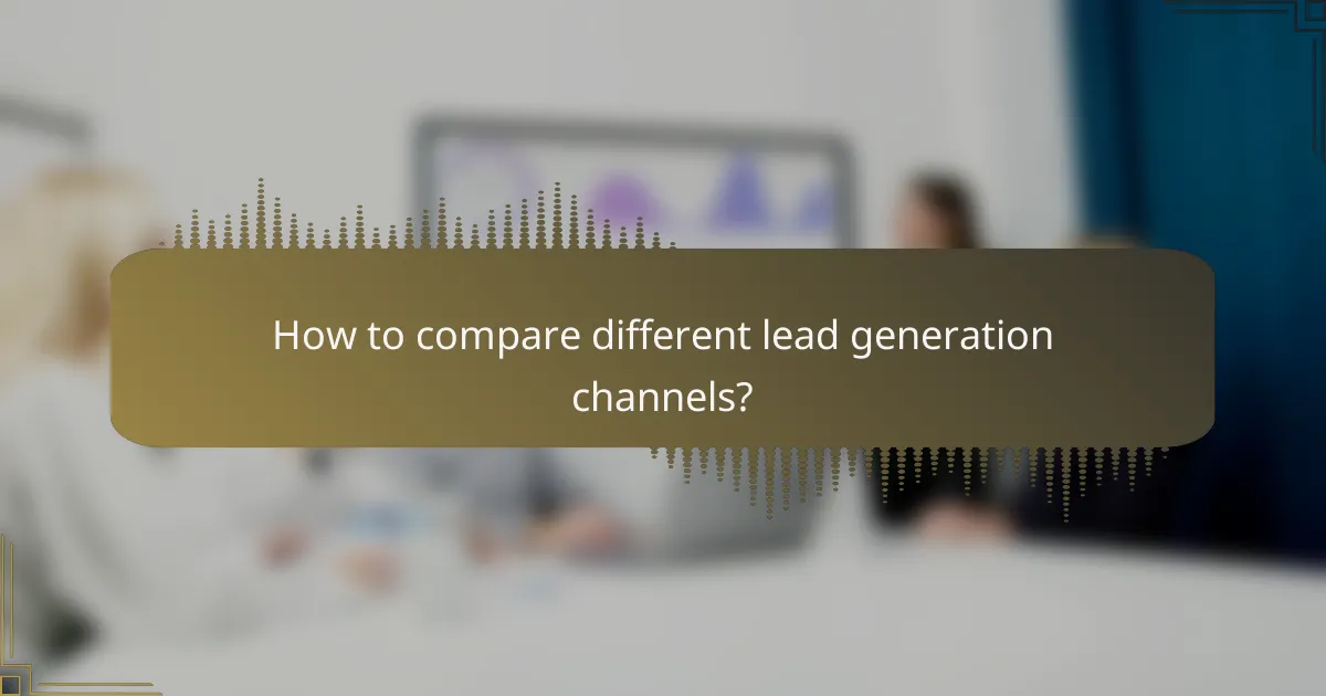 How to compare different lead generation channels?