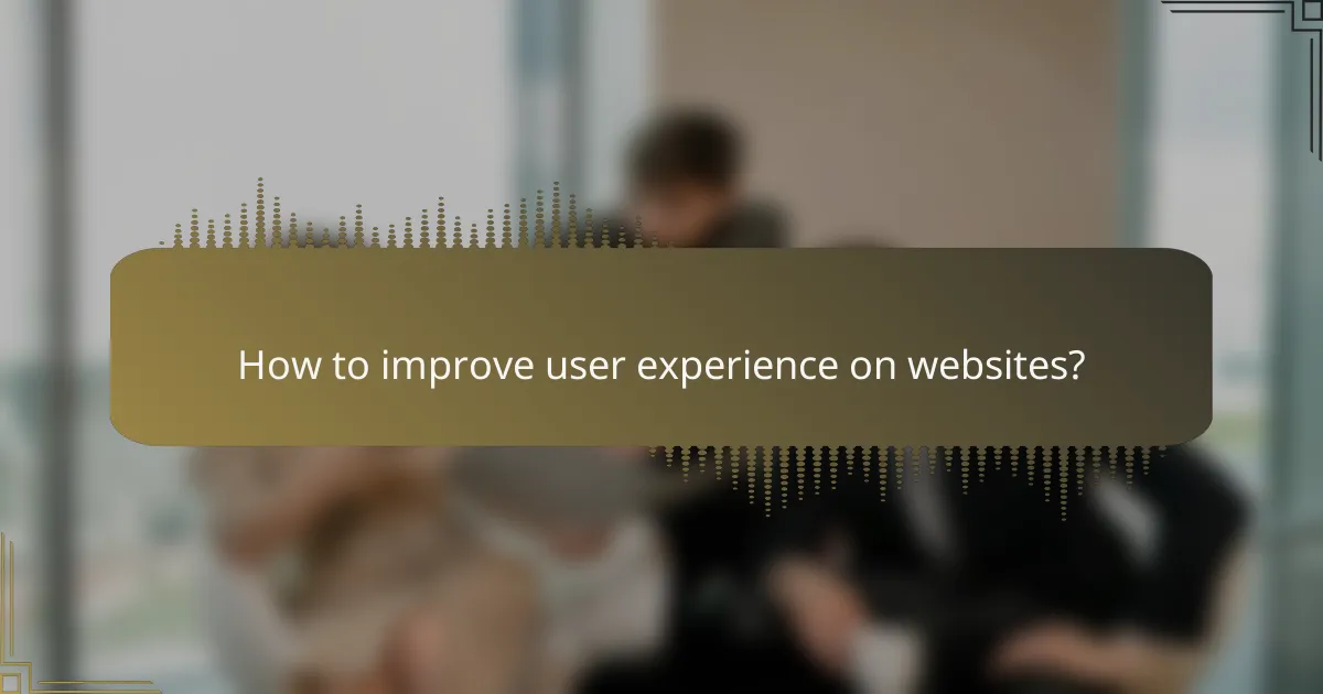 How to improve user experience on websites?