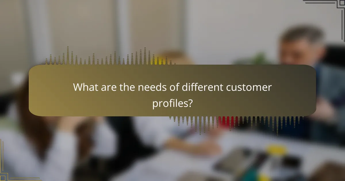 What are the needs of different customer profiles?